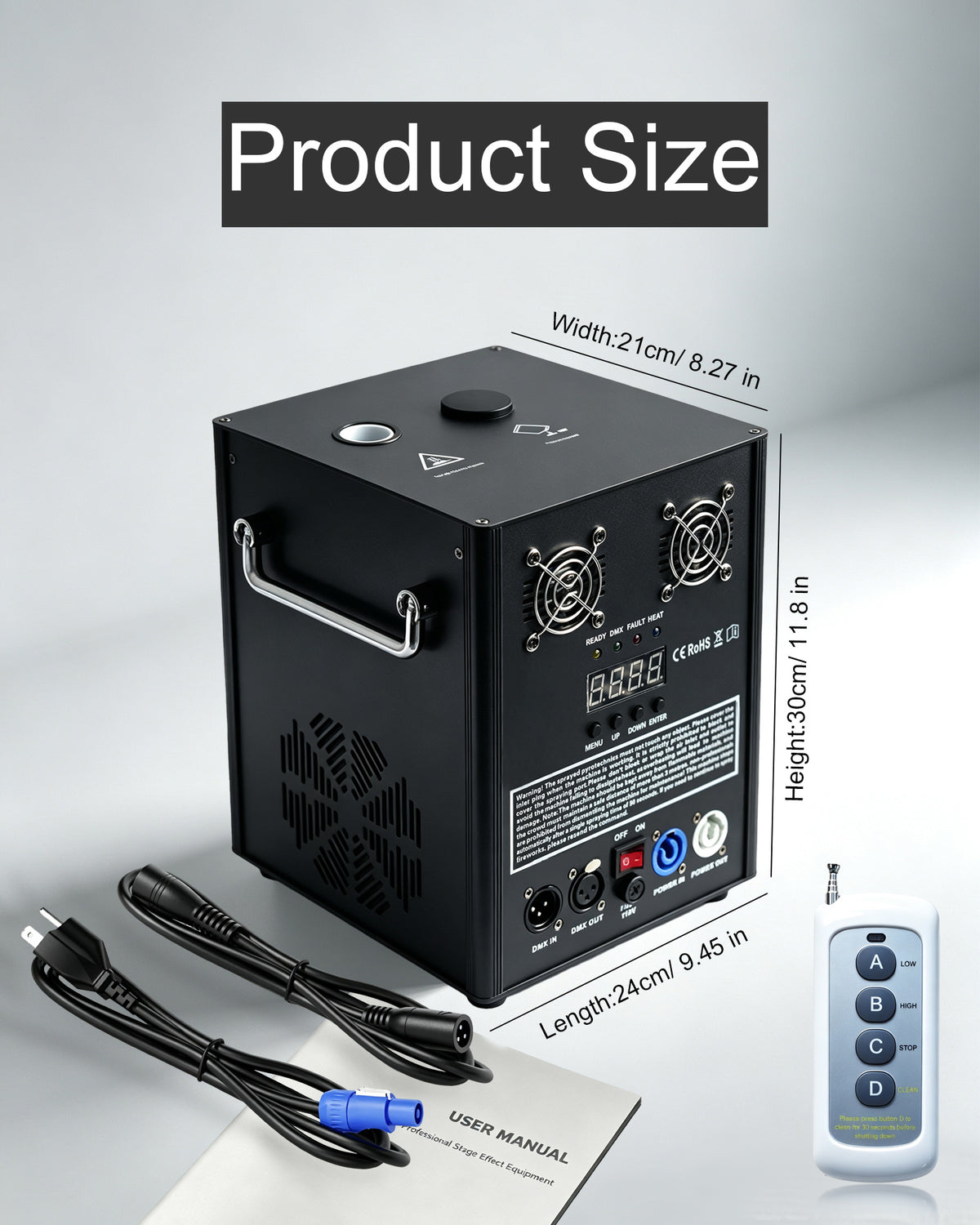 750W Professional Cold Spark Machine – Dual-Motor, DMX512 & Remote Control, Adjustable Height (8.2–16ft), Quiet & Safe for Weddings, Parties, Concerts, Indoor/Outdoor Events(Sparkle Material Not Included)