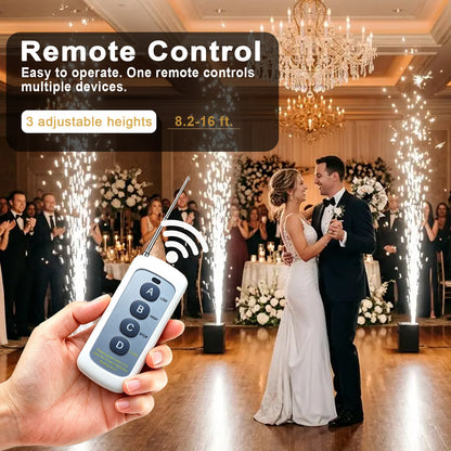 750W Professional Cold Spark Machine – Dual-Motor, DMX512 & Remote Control, Adjustable Height (8.2–16ft), Quiet & Safe for Weddings, Parties, Concerts, Indoor/Outdoor Events(Sparkle Material Not Included)