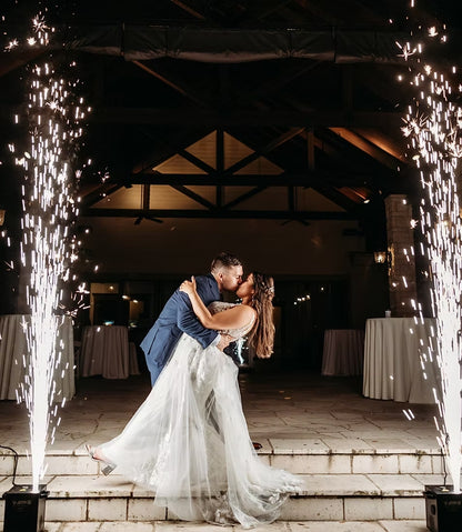 750W Professional Cold Spark Machine – Dual-Motor, DMX512 & Remote Control, Adjustable Height (8.2–16ft), Quiet & Safe for Weddings, Parties, Concerts, Indoor/Outdoor Events(Sparkle Material Not Included)