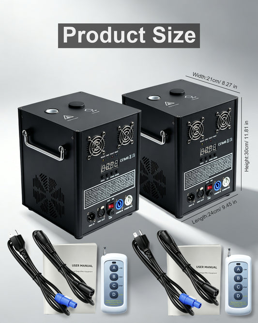 2 Pack Cold Spark Machine 750W Output Fireworks with Flightcase, 16ft Adjustable Height, with DMX512 Remote Control for Stage, DJ, Wedding, Event,Party